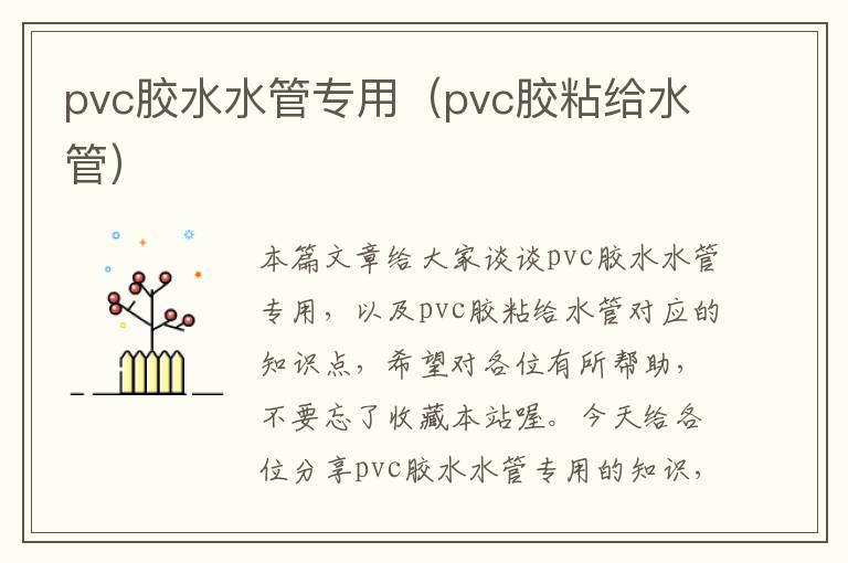 pvc胶水水管专用（pvc胶粘给水管）